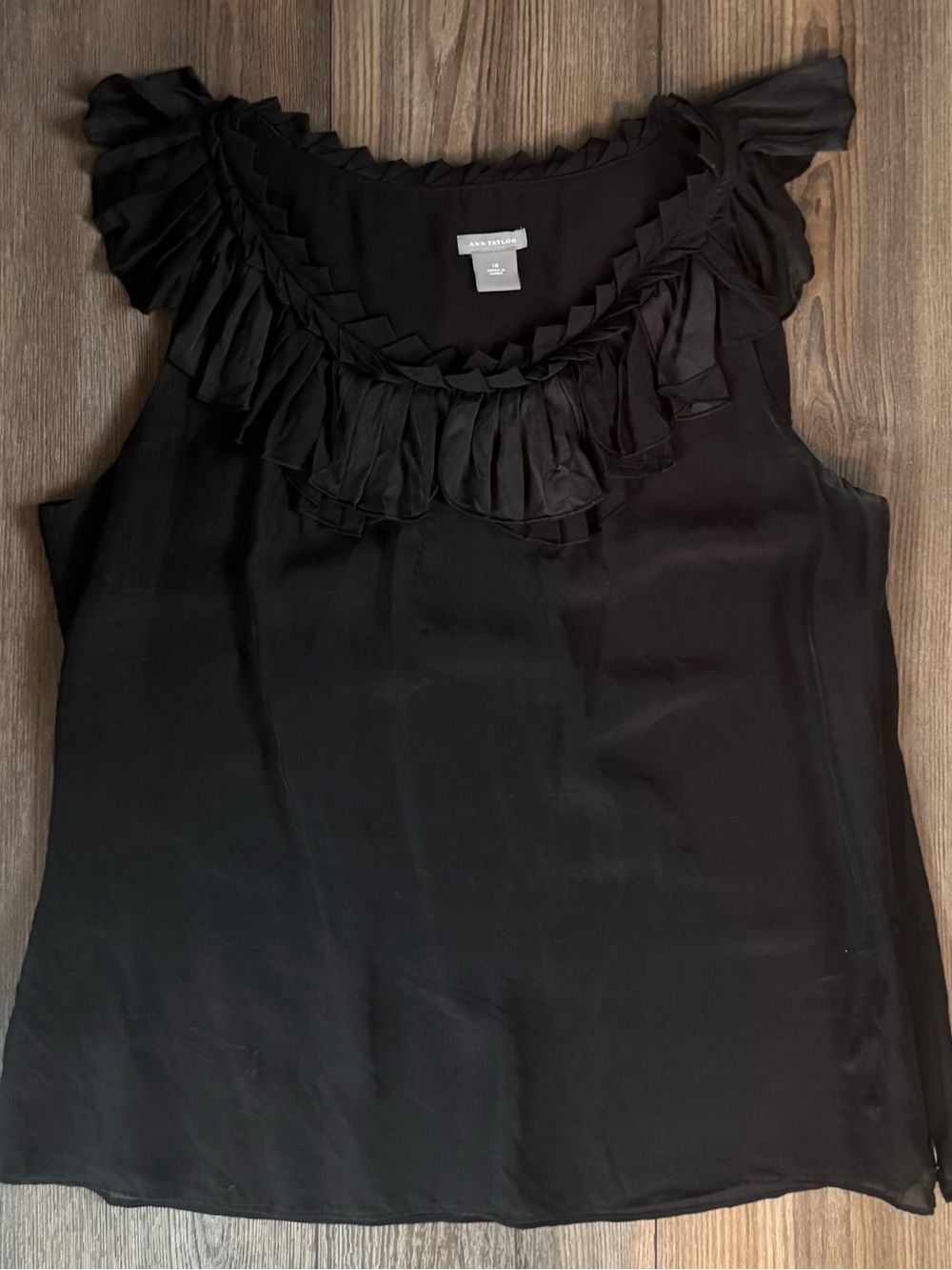 Ann Taylor Black Ruffle-Trim Sleeveless Camisole